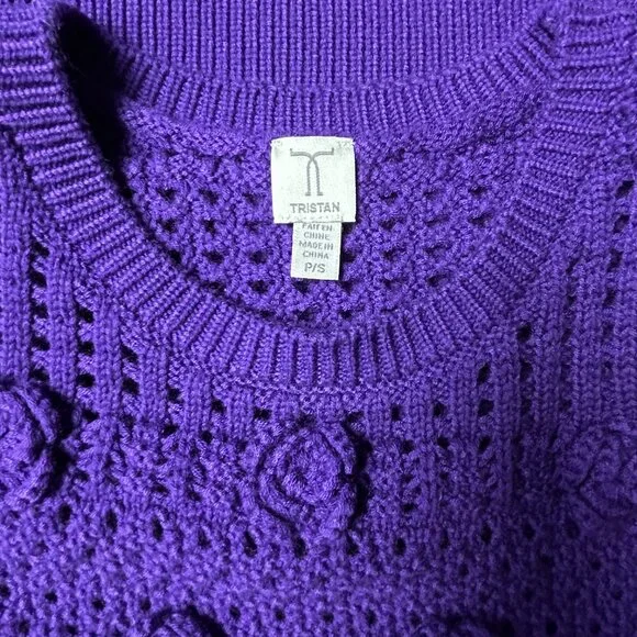 Tristan boho romantic purple crochet knit top – Women's Small - Picture 7 of 7
